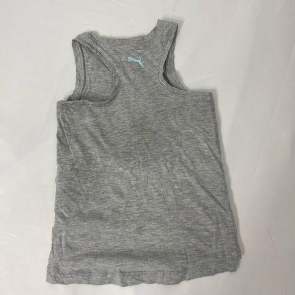 Girls size 4 puma big logo Grey and blue athletic style tank top shirt - Picture 3 of 4